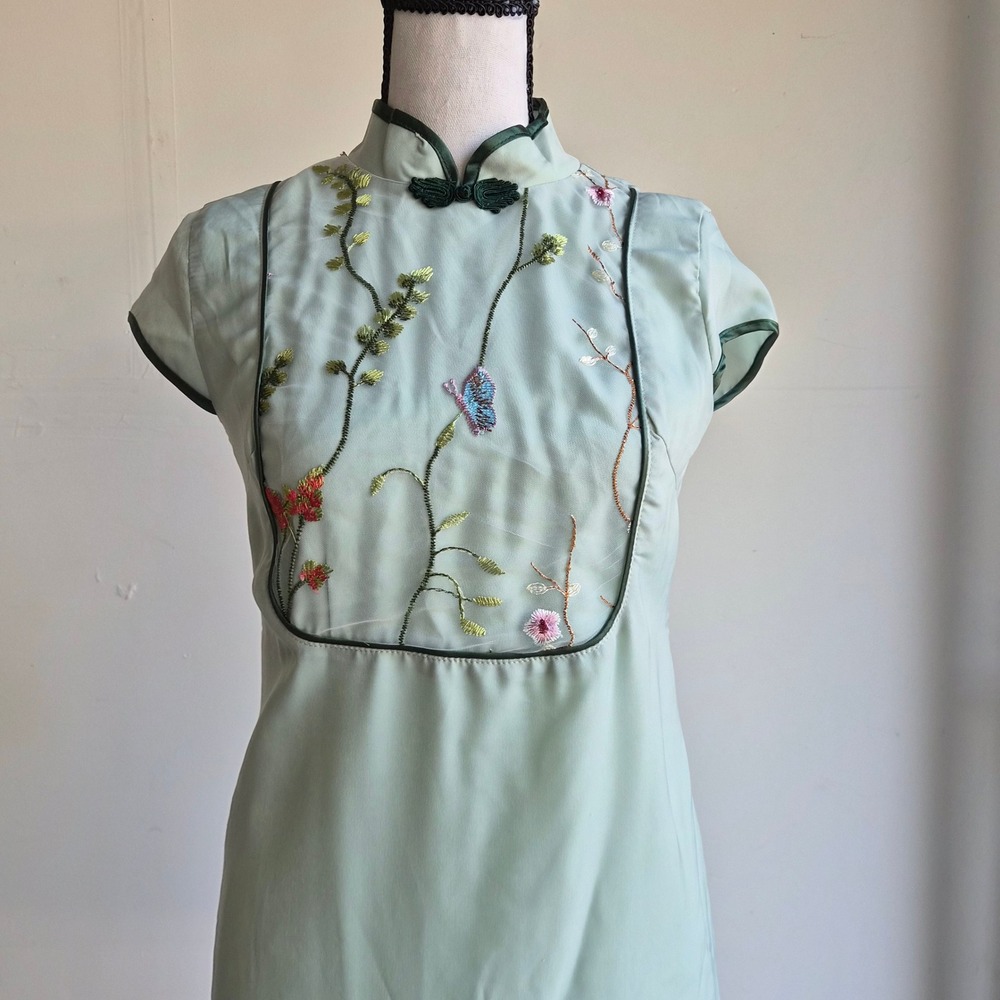 Aiwoai Cheongsam Dress Women S Y2K Mandarin Collar Floral Embroidered Mini Qipao